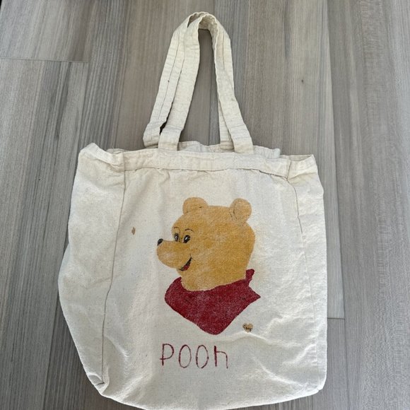 Vintage Winnie The Pooh Tote Canvas Bag Made‎ In India 13x13 Bag 1 - Picture 1 of 12